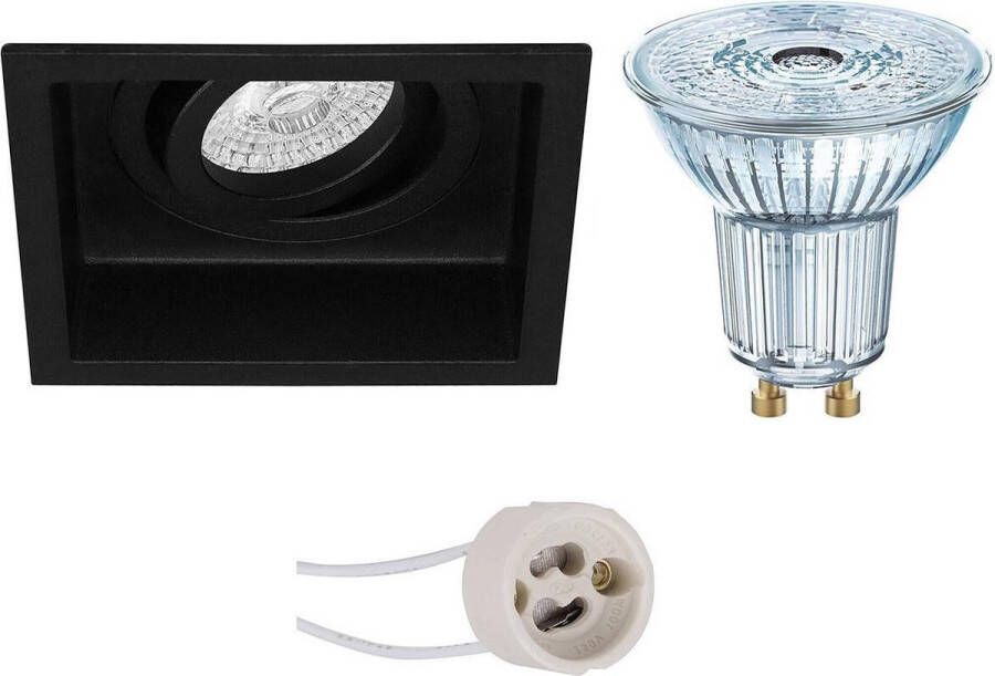 Osram LED Spot Set Parathom PAR16 940 36D Pragmi Domy Pro GU10 Fitting Dimbaar Inbouw Vierkant Mat Zwart 3.7W Natuurlijk Wit 4000K Verdiept Kantelbaar 105mm