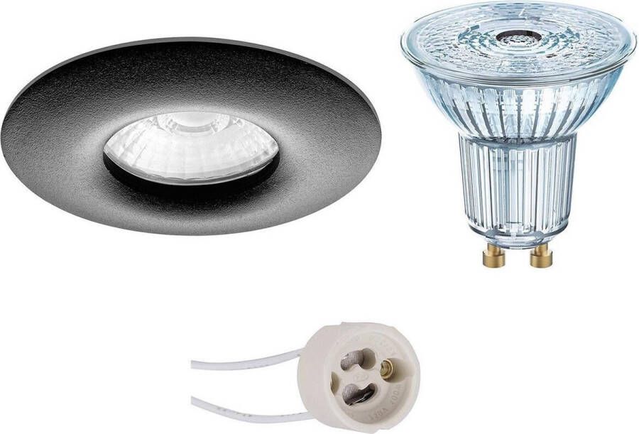 Osram LED Spot Set Parathom PAR16 940 36D Pragmi Luno Pro Waterdicht IP65 GU10 Fitting Dimbaar Inbouw Rond Mat Zwart 5.5W Natuurlijk Wit 4000K Ø82mm