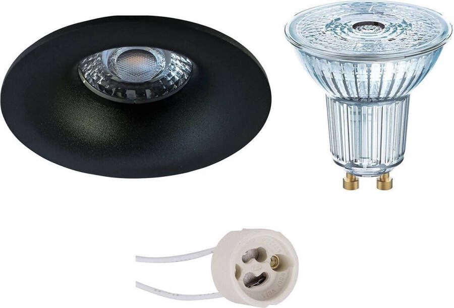 Osram LED Spot Set Parathom PAR16 927 36D Pragmi Nora Pro GU10 Fitting Dimbaar Inbouw Rond Mat Zwart 5.5W Warm Wit 2700K Ø82mm