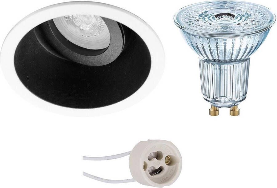 Osram LED Spot Set Parathom PAR16 940 36D Pragmi Zano Pro GU10 Fitting Dimbaar Inbouw Rond Mat Zwart Wit 3.7W Natuurlijk Wit 4000K Kantelbaar Ø93mm