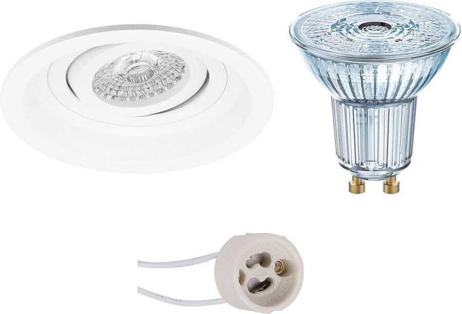 Osram LED Spot Set Parathom PAR16 940 36D Pragmi Domy Pro GU10 Fitting Dimbaar Inbouw Rond Mat Wit 3.7W Natuurlijk Wit 4000K Verdiept Kantelbaar Ø105mm