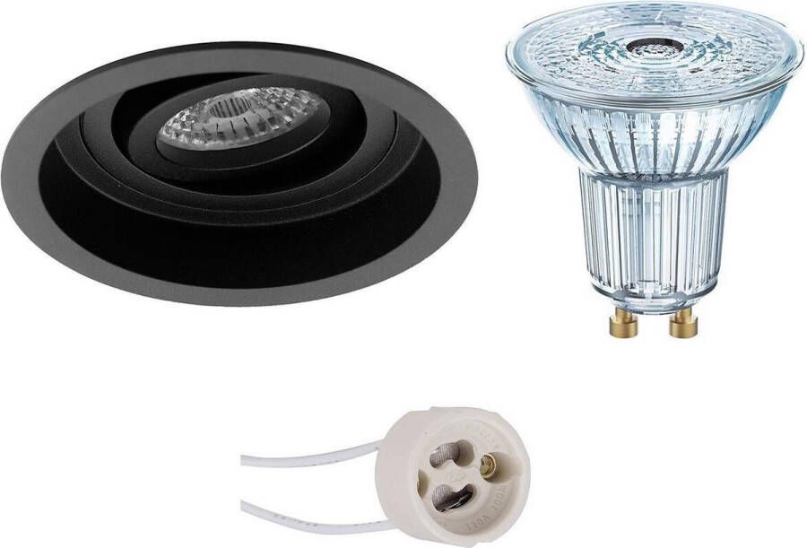 Osram LED Spot Set Parathom PAR16 940 36D Pragmi Domy Pro GU10 Fitting Dimbaar Inbouw Rond Mat Zwart 3.7W Natuurlijk Wit 4000K Verdiept Kantelbaar Ø105mm