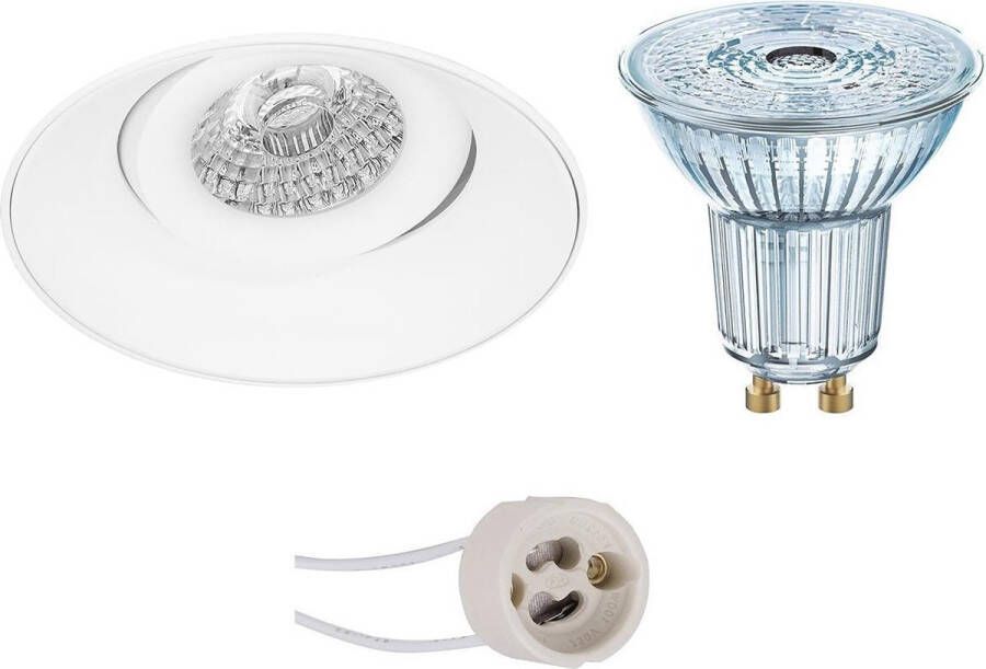 Osram LED Spot Set Parathom PAR16 927 36D Pragmi Nivas Pro GU10 Fitting Dimbaar Inbouw Rond Mat Wit 5.5W Warm Wit 2700K Trimless Kantelbaar Ø150mm