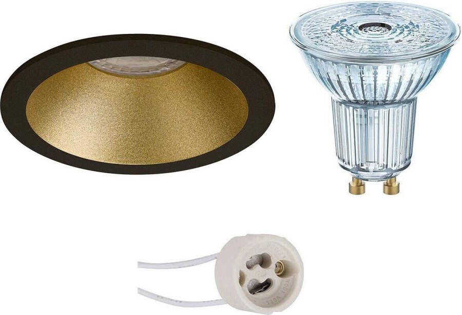 Osram LED Spot Set Parathom PAR16 940 36D Pragmi Pollon Pro GU10 Fitting Dimbaar Inbouw Rond Mat Zwart Goud 3.7W Natuurlijk Wit 4000K Verdiept Ø82mm