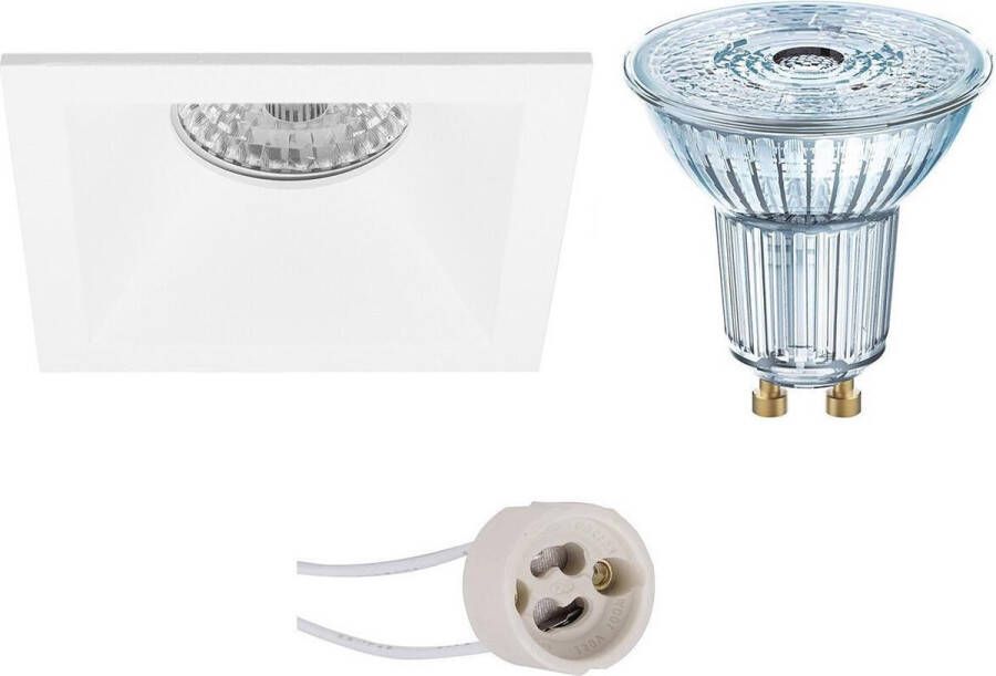 Osram LED Spot Set Parathom PAR16 940 36D Pragmi Pollon Pro GU10 Fitting Dimbaar Inbouw Vierkant Mat Zwart 3.7W Natuurlijk Wit 4000K Verdiept 82mm