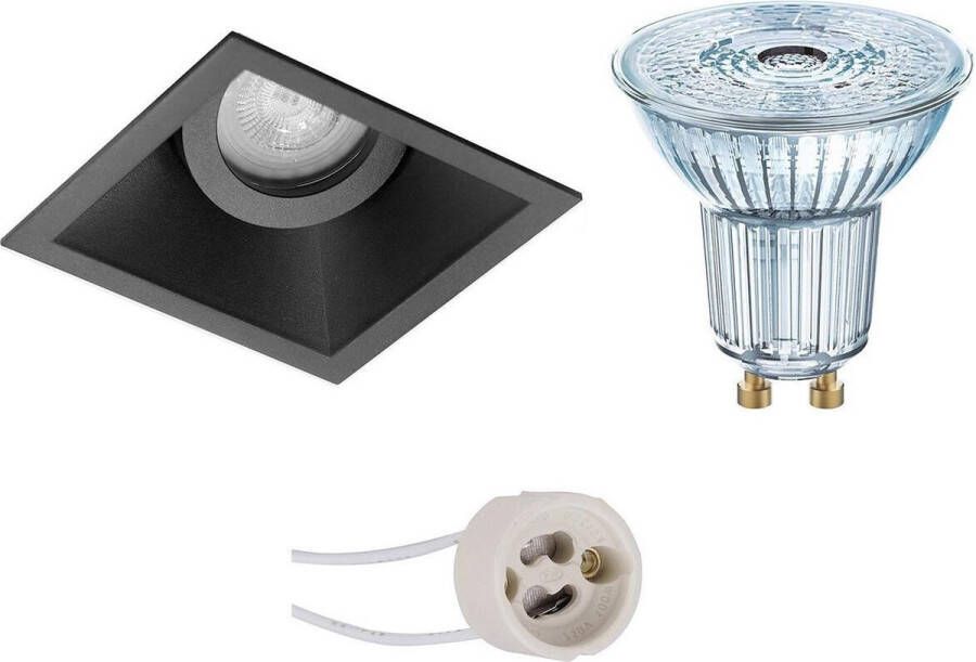 Osram LED Spot Set Parathom PAR16 940 36D Pragmi Zano Pro GU10 Fitting Dimbaar Inbouw Vierkant Mat Zwart 3.7W Natuurlijk Wit 4000K Kantelbaar 93mm