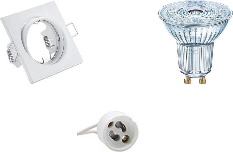 Osram LED Spot Set Parathom PAR16 940 36D GU10 Fitting Dimbaar Inbouw Vierkant Mat Wit 5.5W Natuurlijk Wit 4000K Kantelbaar 80mm