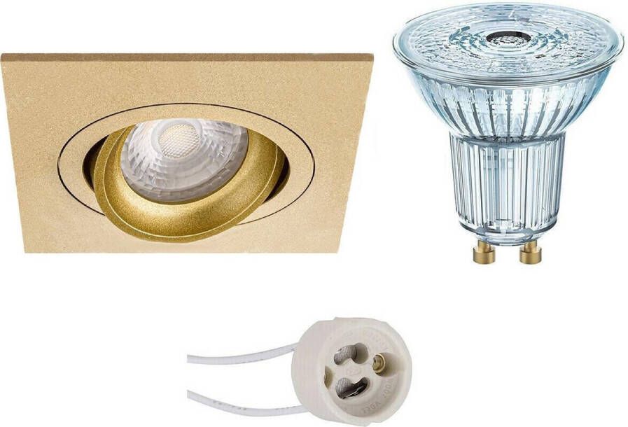 Osram LED Spot Set Parathom PAR16 940 36D Pragmi Borny Pro GU10 Fitting Dimbaar Inbouw Vierkant Mat Zwart 5.5W Natuurlijk Wit 4000K Kantelbaar 92mm