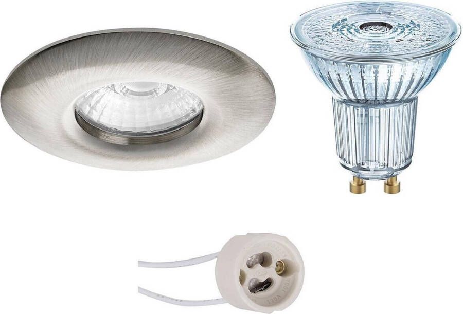 Osram LED Spot Set Parathom PAR16 940 36D Pragmi Luno Pro Waterdicht IP65 GU10 Fitting Dimbaar Inbouw Rond Mat Wit 3.7W Natuurlijk Wit 4000K Ø82mm