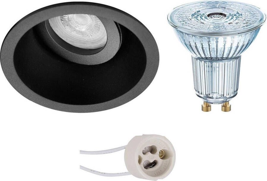 Osram LED Spot Set Parathom PAR16 940 36D Pragmi Zano Pro GU10 Fitting Dimbaar Inbouw Rond Mat Zwart 3.7W Natuurlijk Wit 4000K Kantelbaar Ø93mm