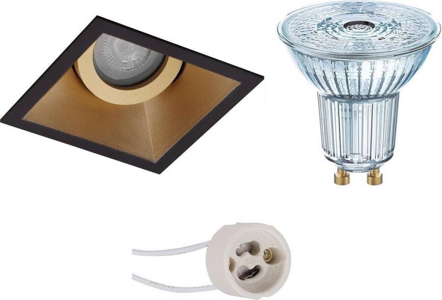 Osram LED Spot Set Parathom PAR16 940 36D Pragmi Zano Pro GU10 Fitting Dimbaar Inbouw Vierkant Mat Zwart Wit 3.7W Natuurlijk Wit 4000K Kantelbaar 93mm