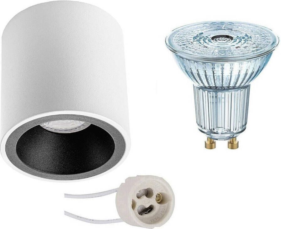 Osram Opbouwspot Set Parathom PAR16 940 36D Pragmi Cliron Pro GU10 Fitting Dimbaar Opbouw Rond Mat Wit Zwart 3.7W Natuurlijk Wit 4000K Verdiept Ø90mm