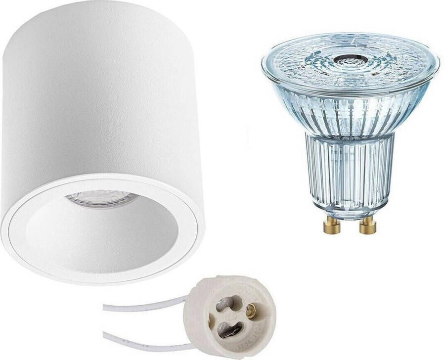 Osram Opbouwspot Set Parathom PAR16 940 36D Pragmi Cliron Pro GU10 Fitting Dimbaar Opbouw Rond Mat Wit Zilver 5.5W Natuurlijk Wit 4000K Verdiept Ø90mm