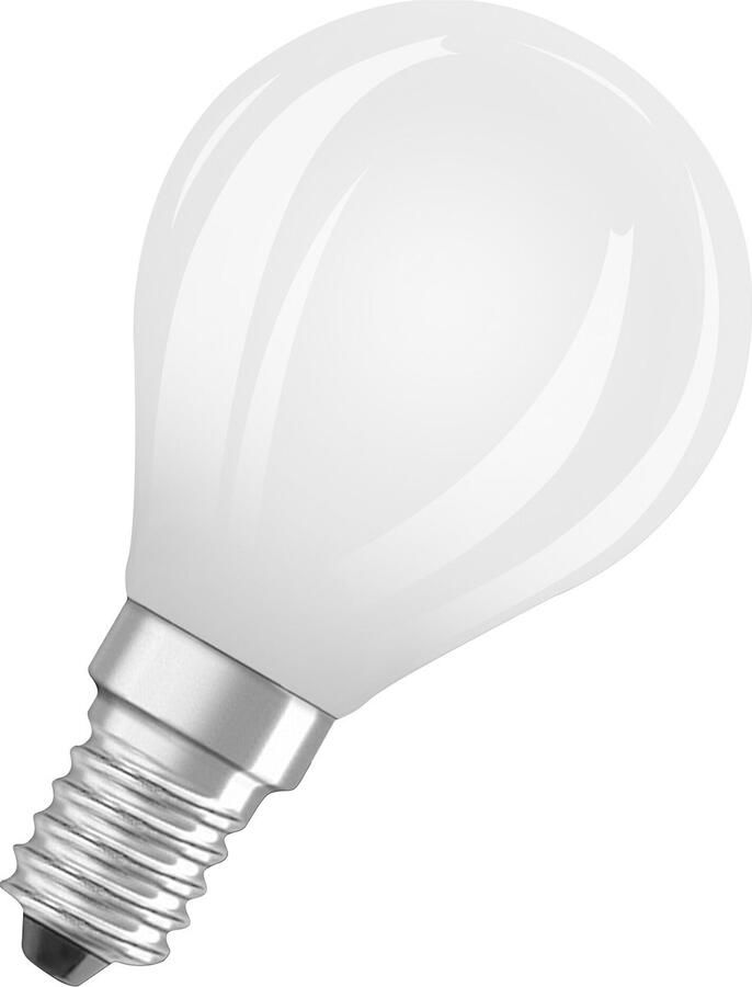 Osram Energy Class LED-Lampe in klassischer Miniballform 2.2 W 470 lm EEK A kaltweißes Licht (4000 K) CRI 80 aus gefrostetem bleifreiem Glas E14 Sockel IP20 45 mm Durchmesser