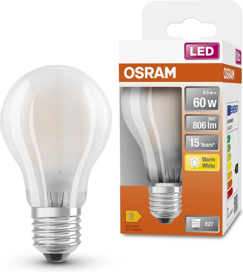 Osram LED lamp Classic A 60 E27 filament mat 7W 806 Lumen warm wit niet dimbaar