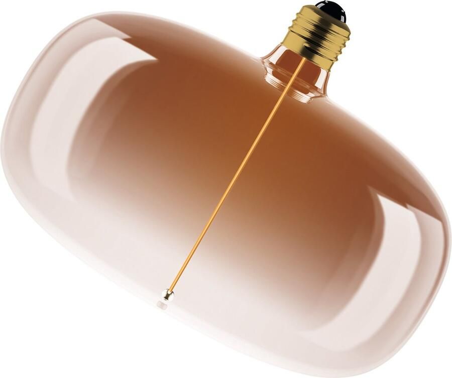 Osram Vintage 1906 Big Elipse ist eine dimmbare LED-Lampe mit Filament in Ellipsenform. Sie bietet 4 W für 120 lm E27 Fassung Tea Brown Glas 215 mm Durchmesser Farbwiedergabe CRI 80 1800 K