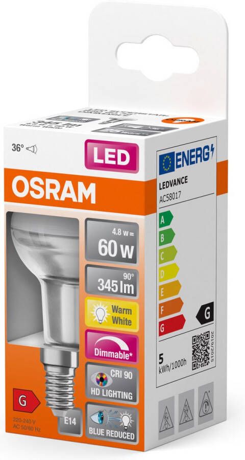 Osram Superstar dimbare LED lamp met bijzonder hoge kleurweergave (CRI9-) E14-basis helder glas Warm wit (27--K) 345 Lumen substituut voor 6-W-verlichtingsmiddel dimbaar 1-Pak