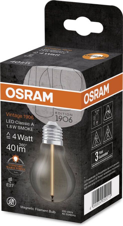Osram Vintage 1906 Classic A LED lamp 1 8W 40lm