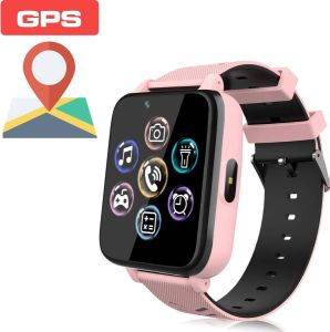 OTB GPS horloge kind ROZE met camera en telefoon gps tracker kinderen kat en fiets IP68 Waterdichte 2G Kinderen Smart Horloge Compatibel met IOS Android met GPS Tracker SOS