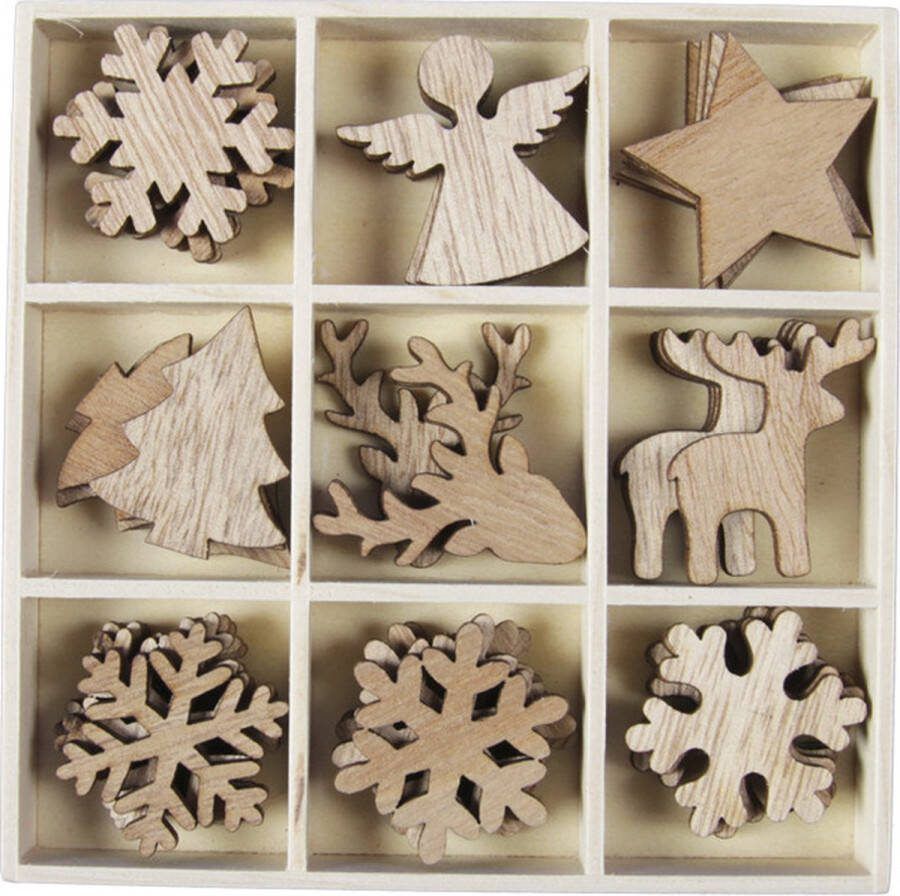 Othmar Decorations kerstboom ornamenten kersthangers 36x- hout 4cm
