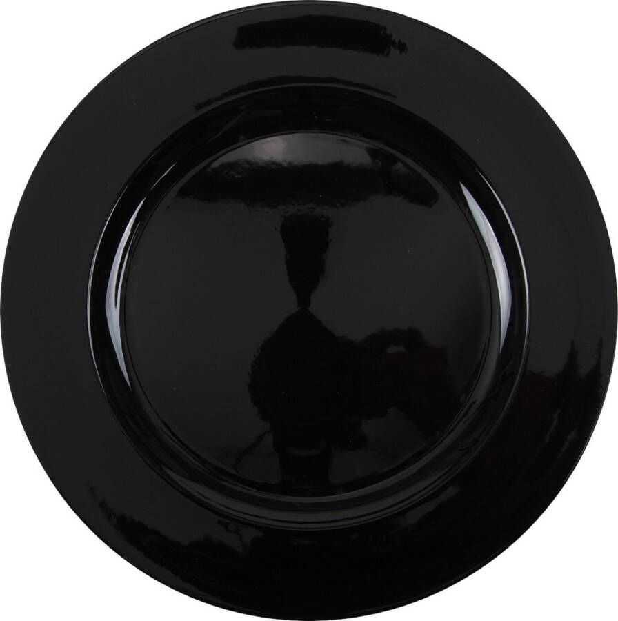 Othmara decorations 1x Ronde kaarsenplateaus kaarsenborden zwart glimmend 33 cm onderbord kaarsenbord onderzet bord voor kaarsen