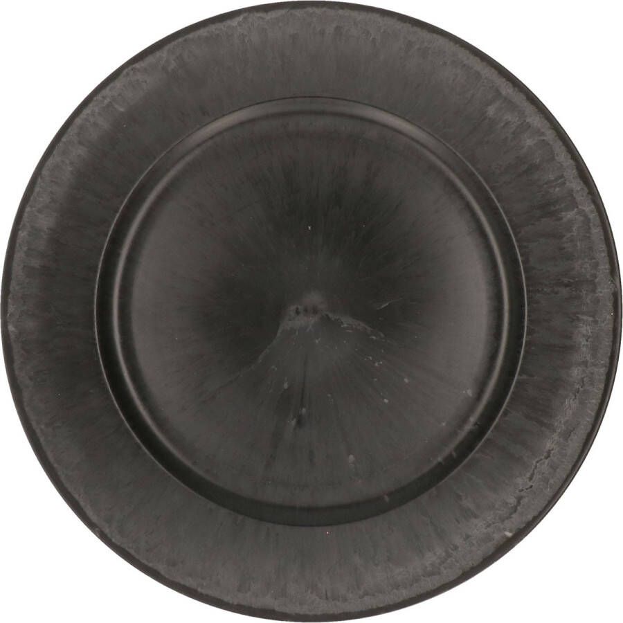 Merkloos Sans marque 1x Ronde grijs antique kaarsenplateaus kaarsenborden glimmend 33 cm onderbord kaarsenbord onderzet bord voor kaarsen