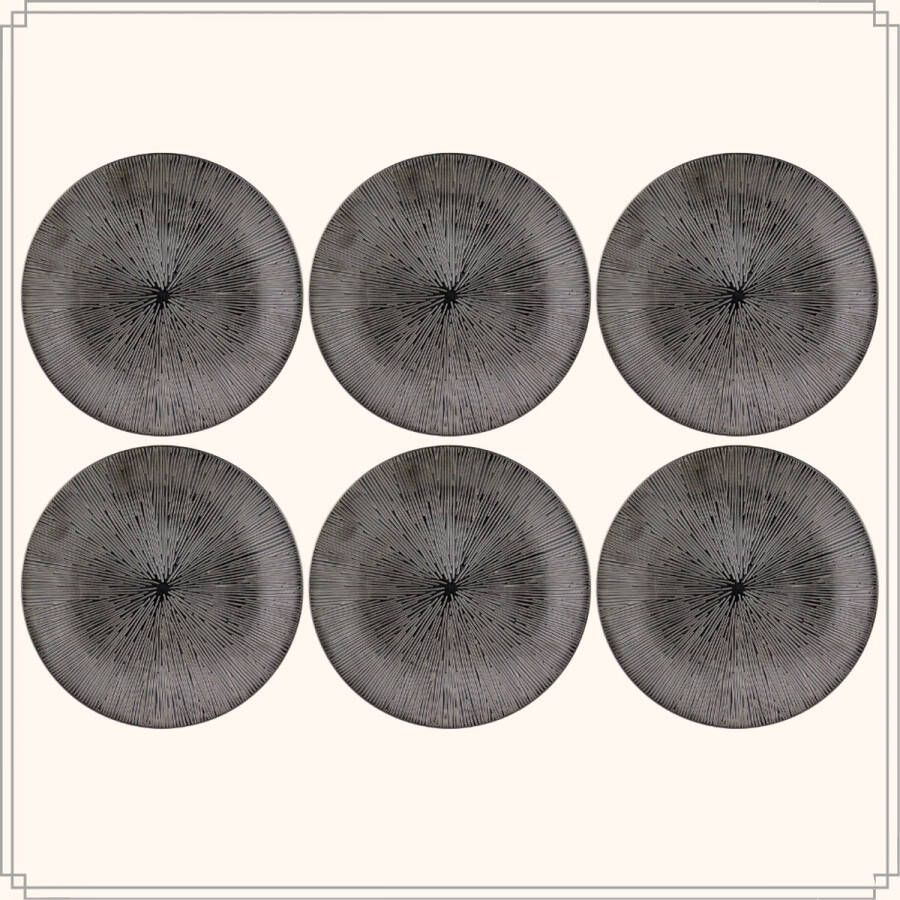 OTIX Dinerborden Bordenset 6 Persoons Zwart 27cm Keramiek POPPY