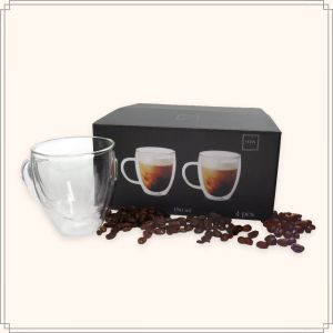 OTIX Dubbelwandige Koffieglazen Koffiekopjes 180 Ml Set Van 4 Transparant Latte Macchiato Glazen