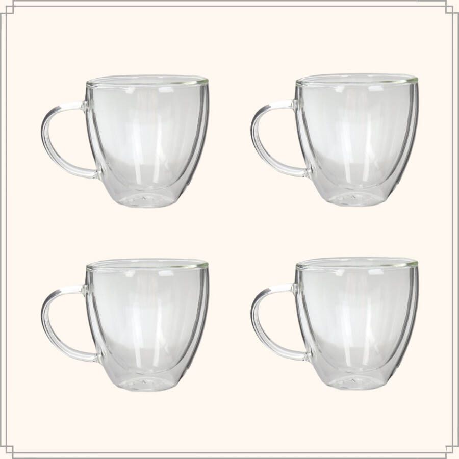OTIX Dubbelwandige koffieglazen Koffiekopjes 180 ml Set van 4 Transparant Latte Macchiato Glazen