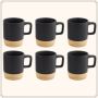 Orange85 OTIX Espresso Kopjes Zwart Set van 6 met Bamboe Onderzetter Met oor Koffiekopjes - Thumbnail 1