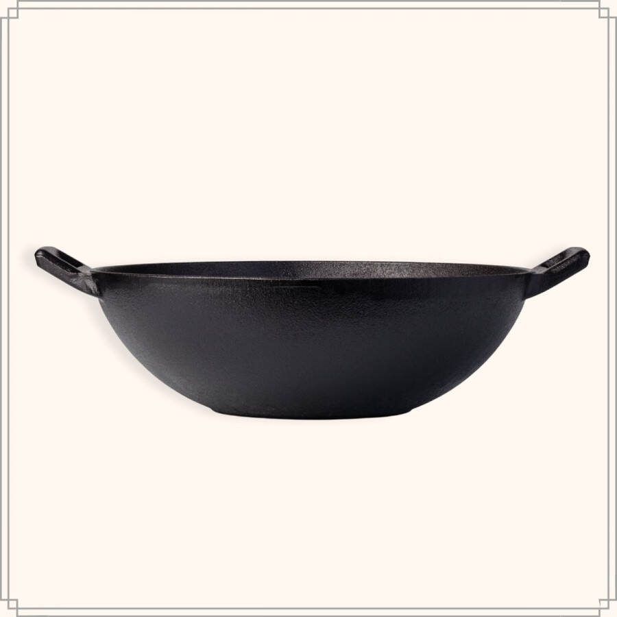 OTIX Gietijzeren wokpan Alle warmtebronnen Wokpan Inductie Pan Zwart 31cm Gietijzer Wokpannen