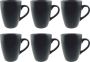 OTIX Koffiekopjes met Oor Set van 6 Koffietassen Mat Zwart 340ml - Thumbnail 1