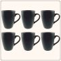OTIX Koffiekopjes met Oor Set van 6 Koffietassen Mat Zwart 340ml - Thumbnail 2