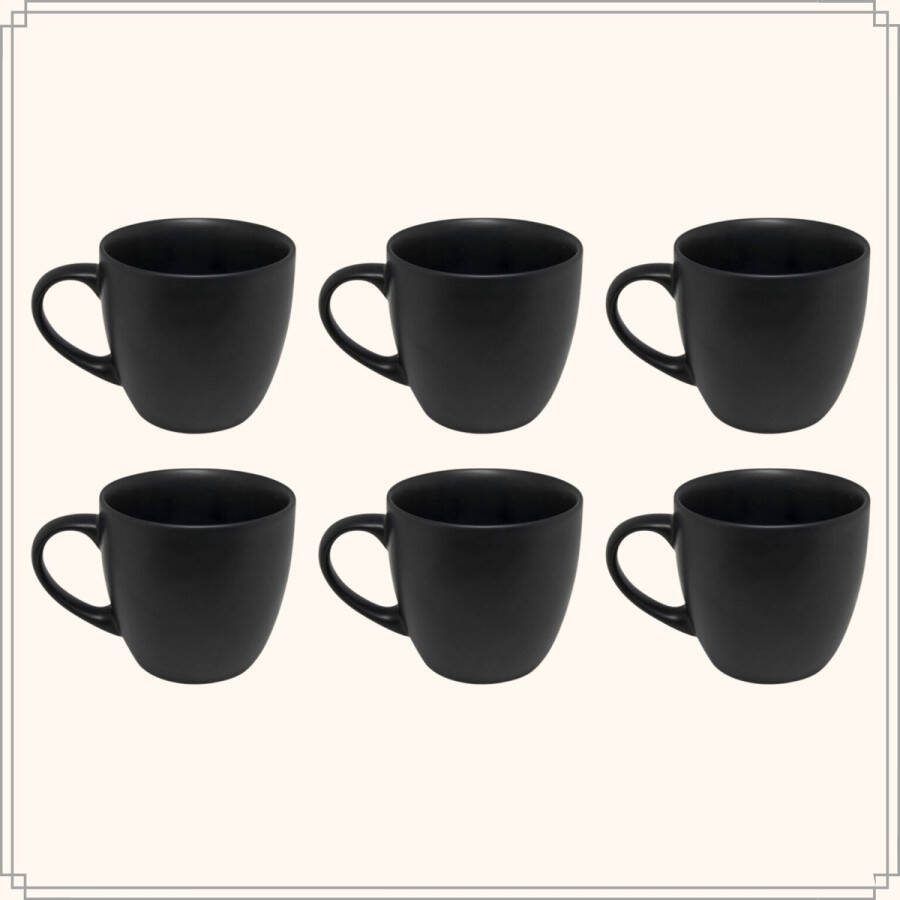 OTIX KoffieKopjes Koffiemokken Set van 6 Koffietassen Zwart Mat 350...