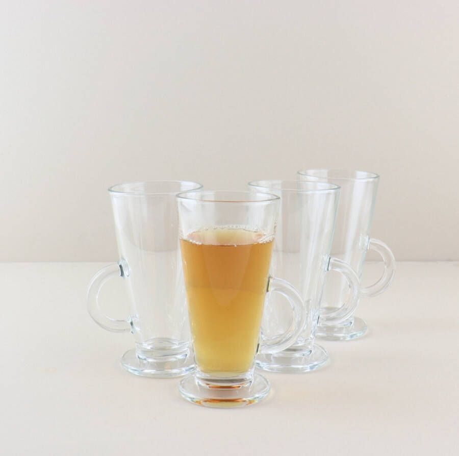 OTIX Latte Macchiato Irish Coffee Glazen 280 ml 4 Stuks Theeglazen met Oor Cappuchino Glazen