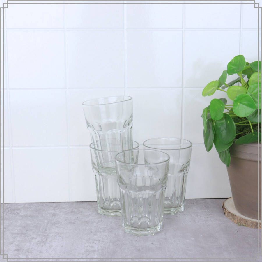 OTIX Mojito Glazen Limonadeglazen Waterglazen 4 Stuks 36 cl Transparant Stapelbaar Glas