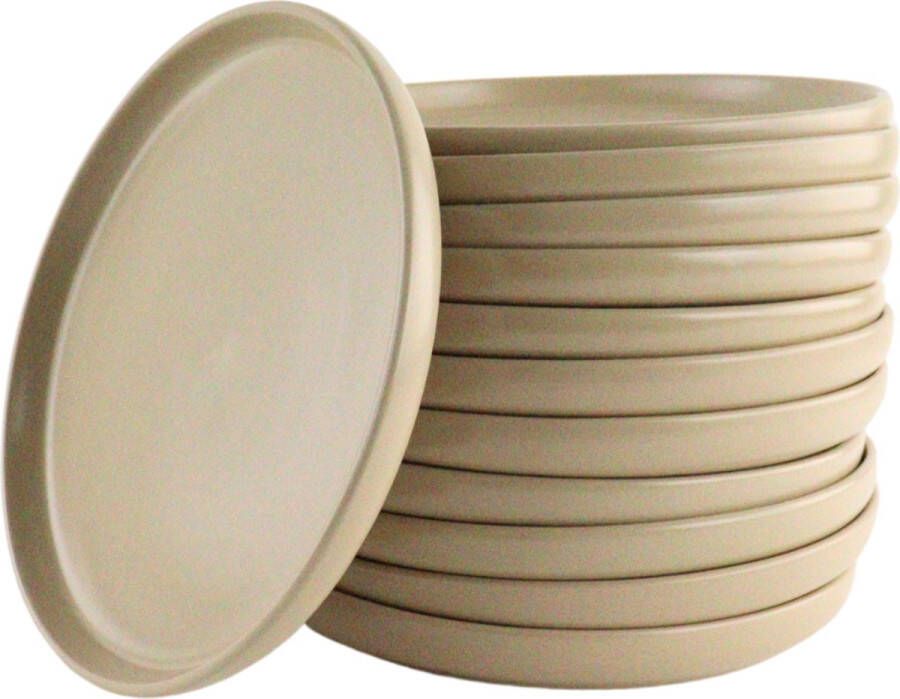 OTIX Ontbijtborden Bordenset 12 Persoons Dessertbord 21 cm Beige Keramiek ORCHID