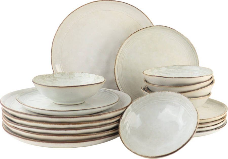 OTIX Serviesset Bordenset 18-Delig 6 Persoons Beige Keramiek LILY