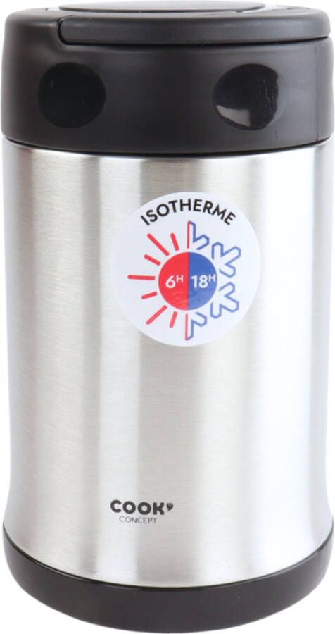 OTIX Soep Thermos Soepbeker Lepel Thermosfles Travel Mug 500 ml Zwart Staal