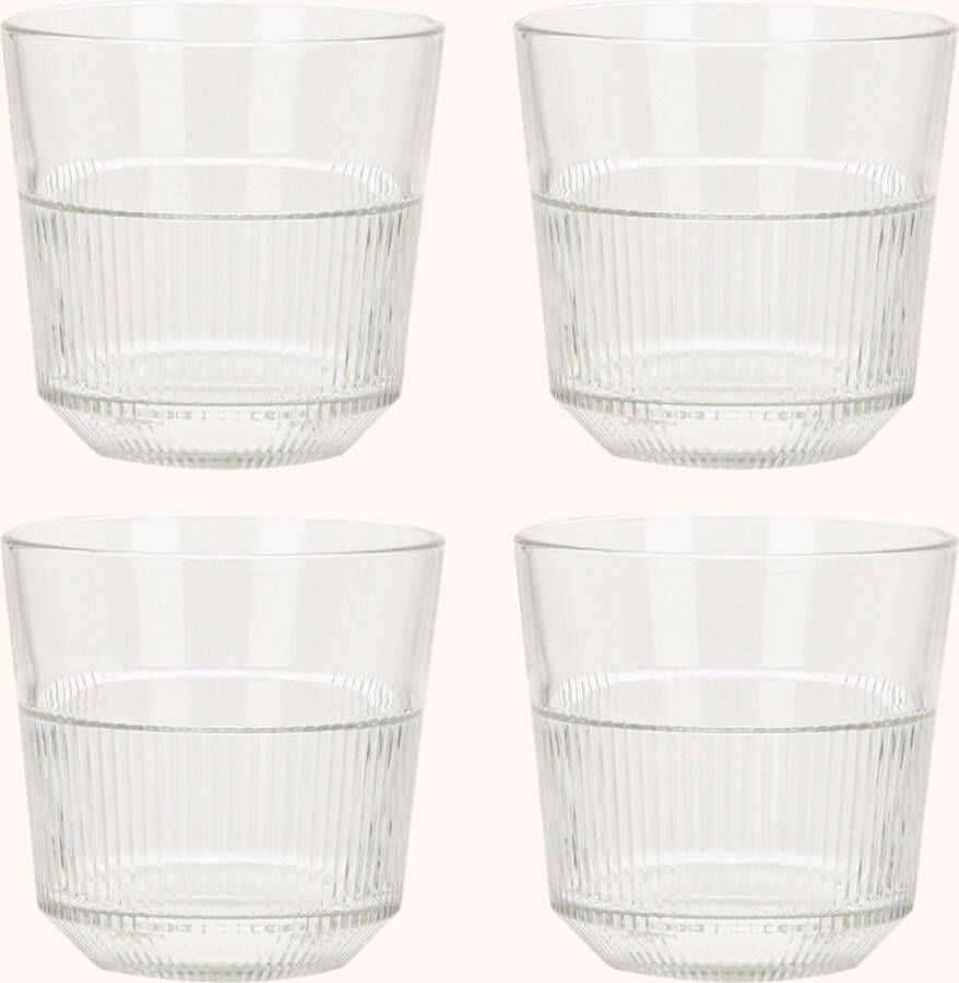 Orange85 Waterglazen Limonadeglazen 270 ml set van 4 Transparant Glas Stapelbaar