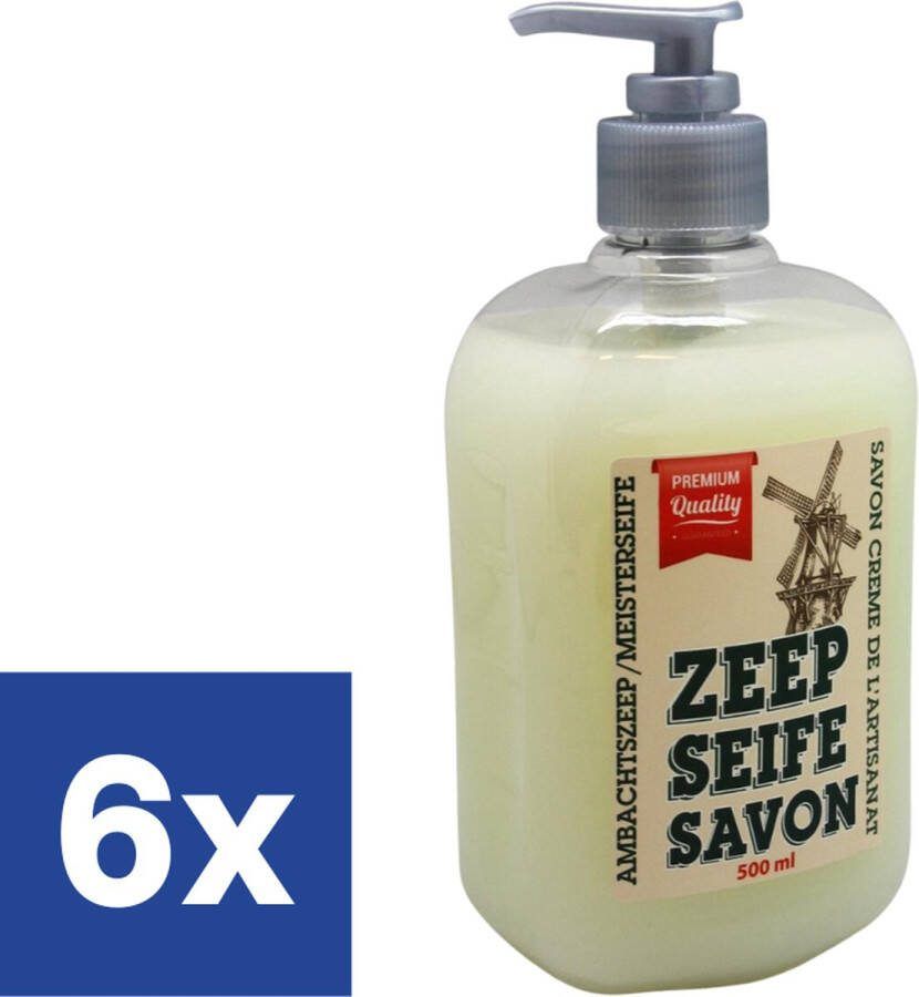 Oud Hollandse Ambachtscrème Hollandse Handzeep 6 x 500 ml