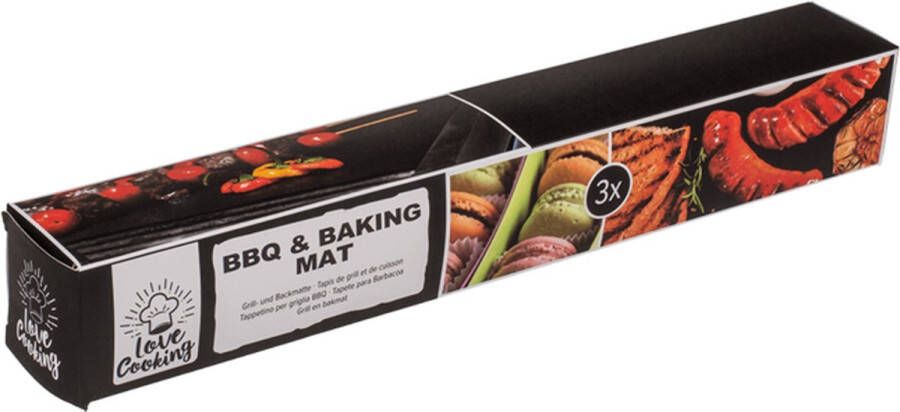 Out of the Blue Bakmat BBQ Anti kleef mat & Afwasbaar 3 stuks Grillmatten BBQ Barbecue matten