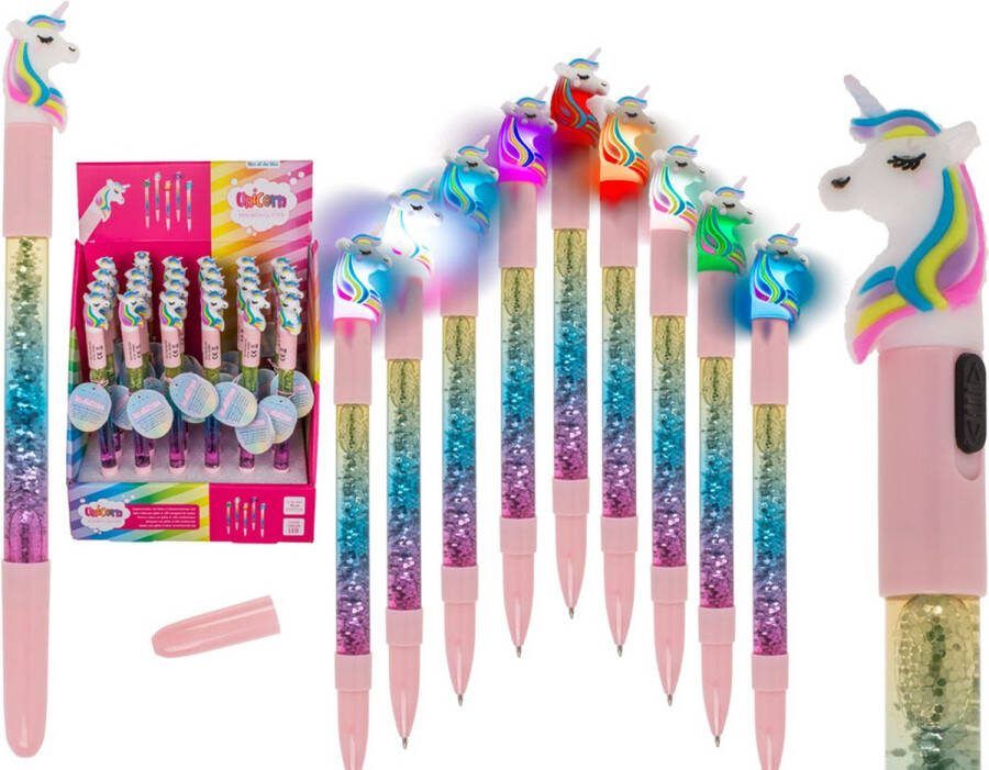 Out of the Blue Balpen Eenhoorn met licht en glitter Unicorn Kadootje Kadotip Knutselen