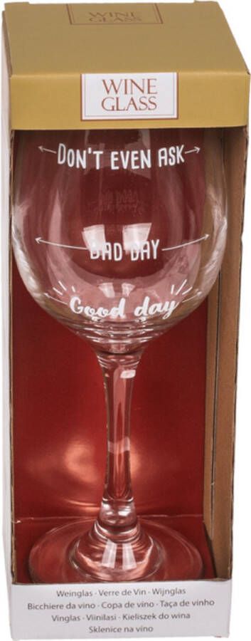 Out of the Blue Wijnglas &apos;Good day Bad day Don&apos;t even ask&apos; 420 ml Grappige wijnglazen Grappige wijn teksten Original