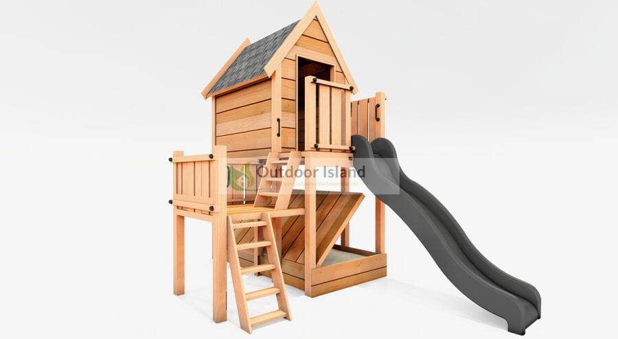 Outdoor Island B.V. Outdoor Island Speeltoestel Landelijk onbehandeld glijbaan antraciet platformhoogte 150 cm