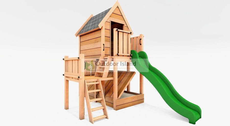 Outdoor Island B.V. Outdoor Island Speeltoestel Landelijk onbehandeld glijbaan donkergroen- platformhoogte 150 cm