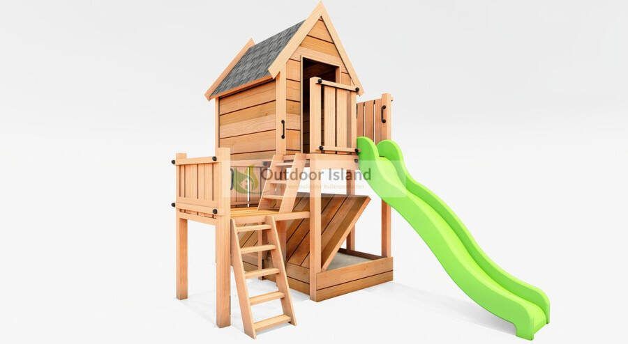 Outdoor Island B.V. Outdoor Island Speeltoestel Landelijk onbehandeld glijbaan limoengroen- platformhoogte 150 cm