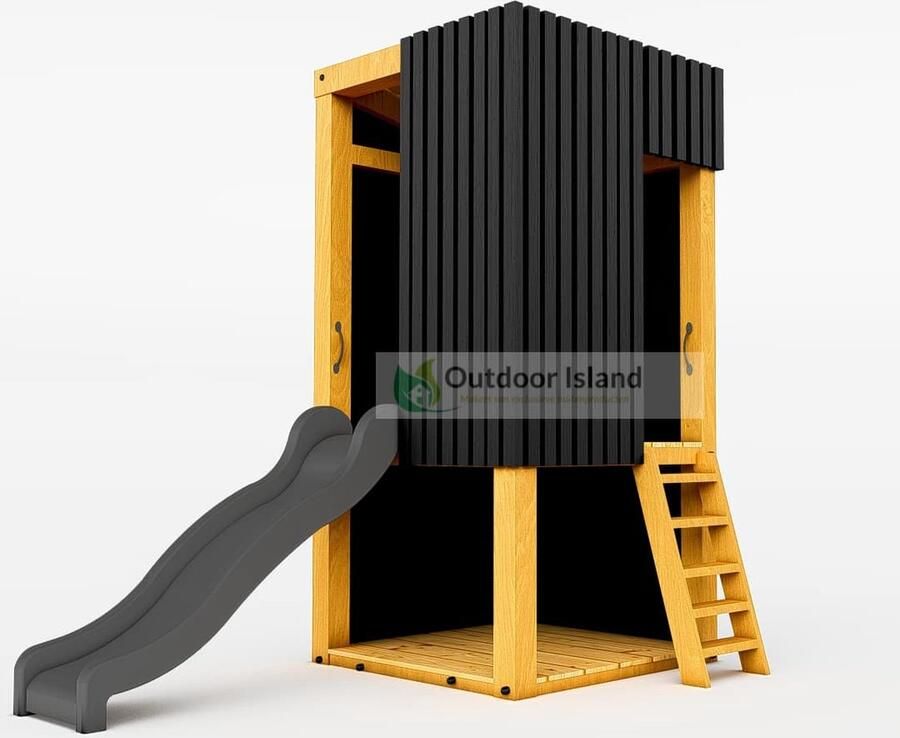 Outdoor Island B.V. Outdoor Island Speeltoren modern platformhoogte 90cm glijbaan antraciet