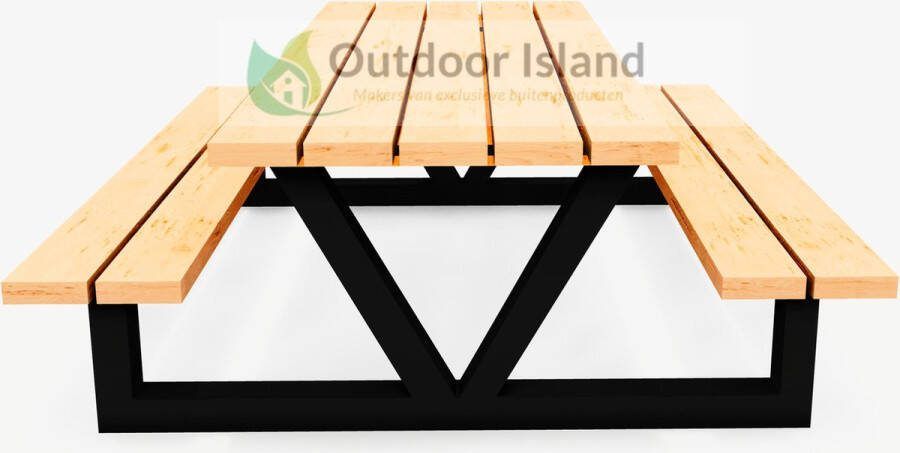 Outdoor Island BV Outdoor Island picknicktafel 200 cm- ijzer frame gepoedercoat douglas hout model V