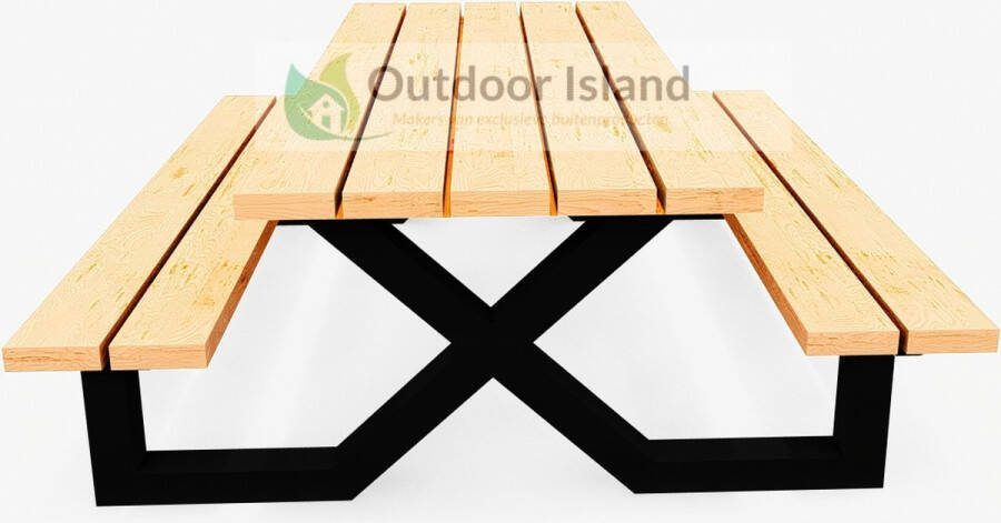 Outdoor Island BV Outdoor Island picknicktafel 200 cm- ijzer frame gepoedercoat douglas hout model X